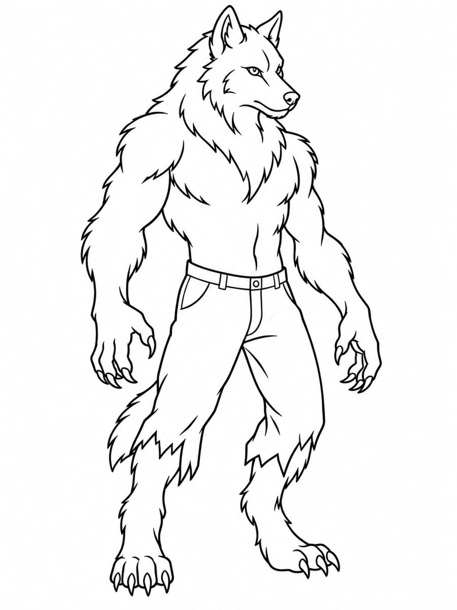 Coloriage loup garou réaliste