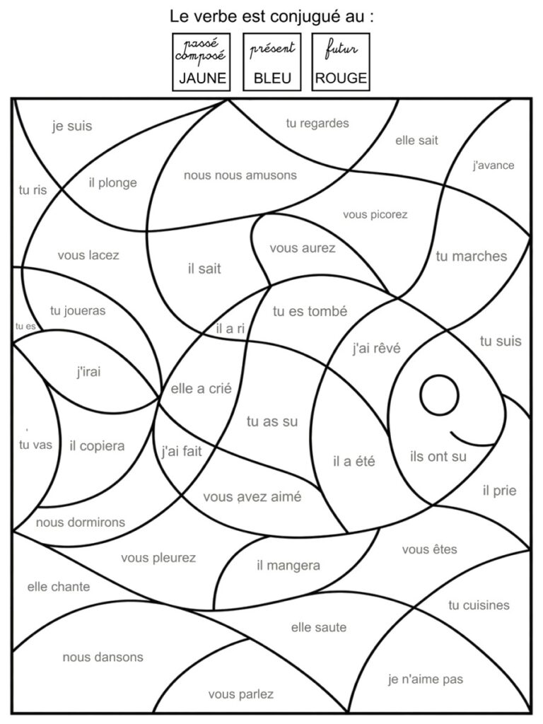 Coloriage magique CE1 conjugaison