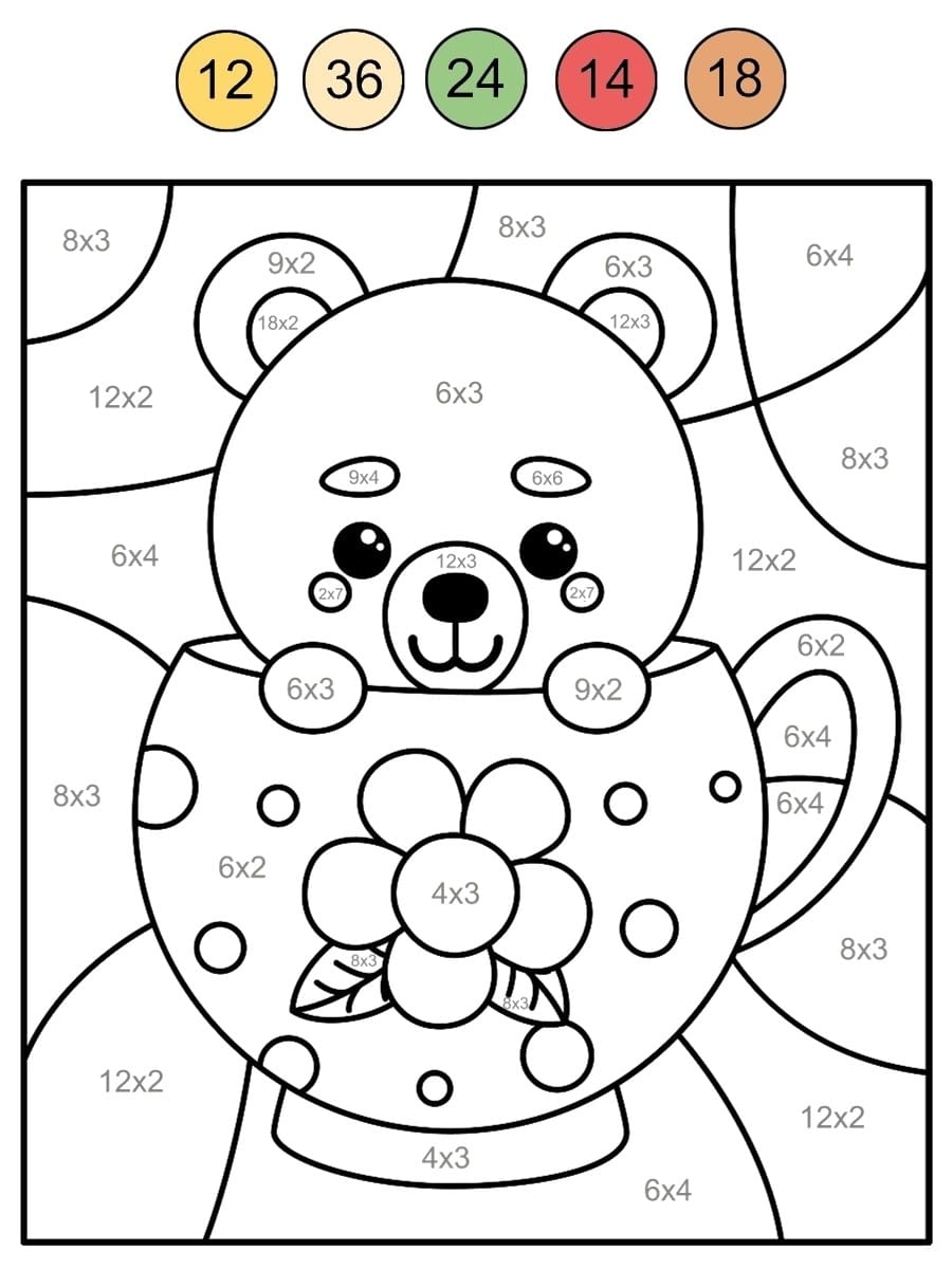 Coloriage magique CE1 multiplication