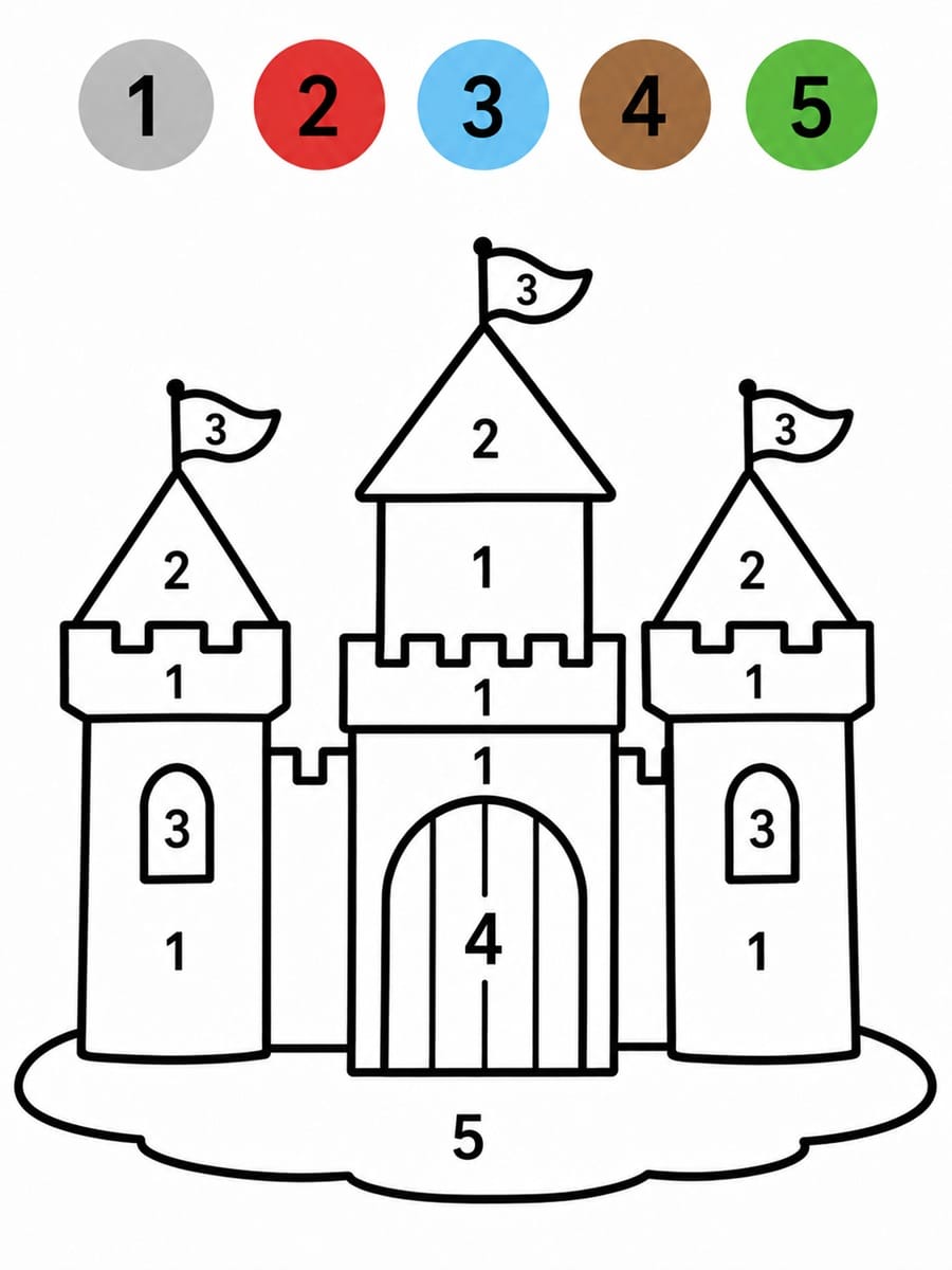Coloriage magique maternelle château fort
