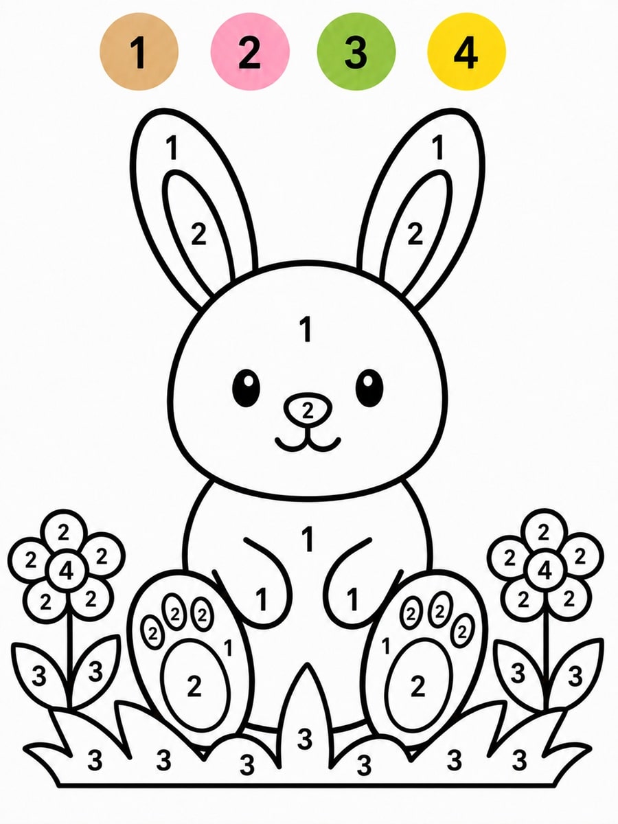 Coloriage magique maternelle lapin