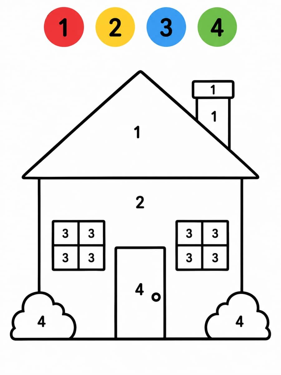 Coloriage magique maternelle maison