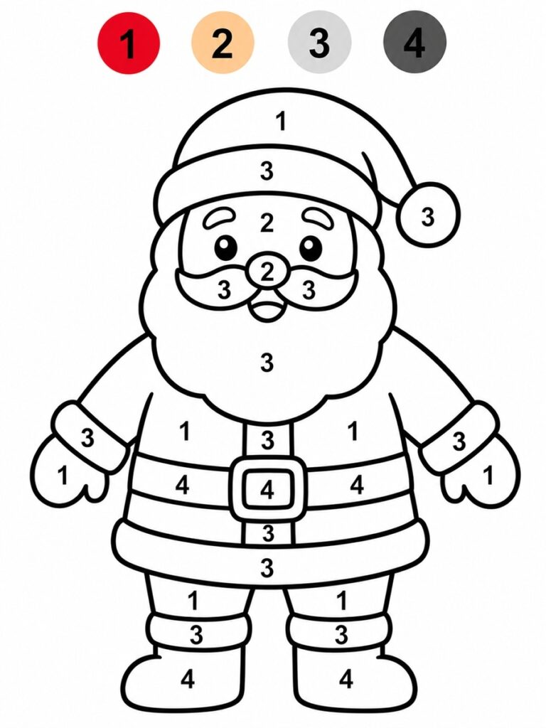 Père-Noël magique maternelle Coloriage magique maternelle Père-Noël