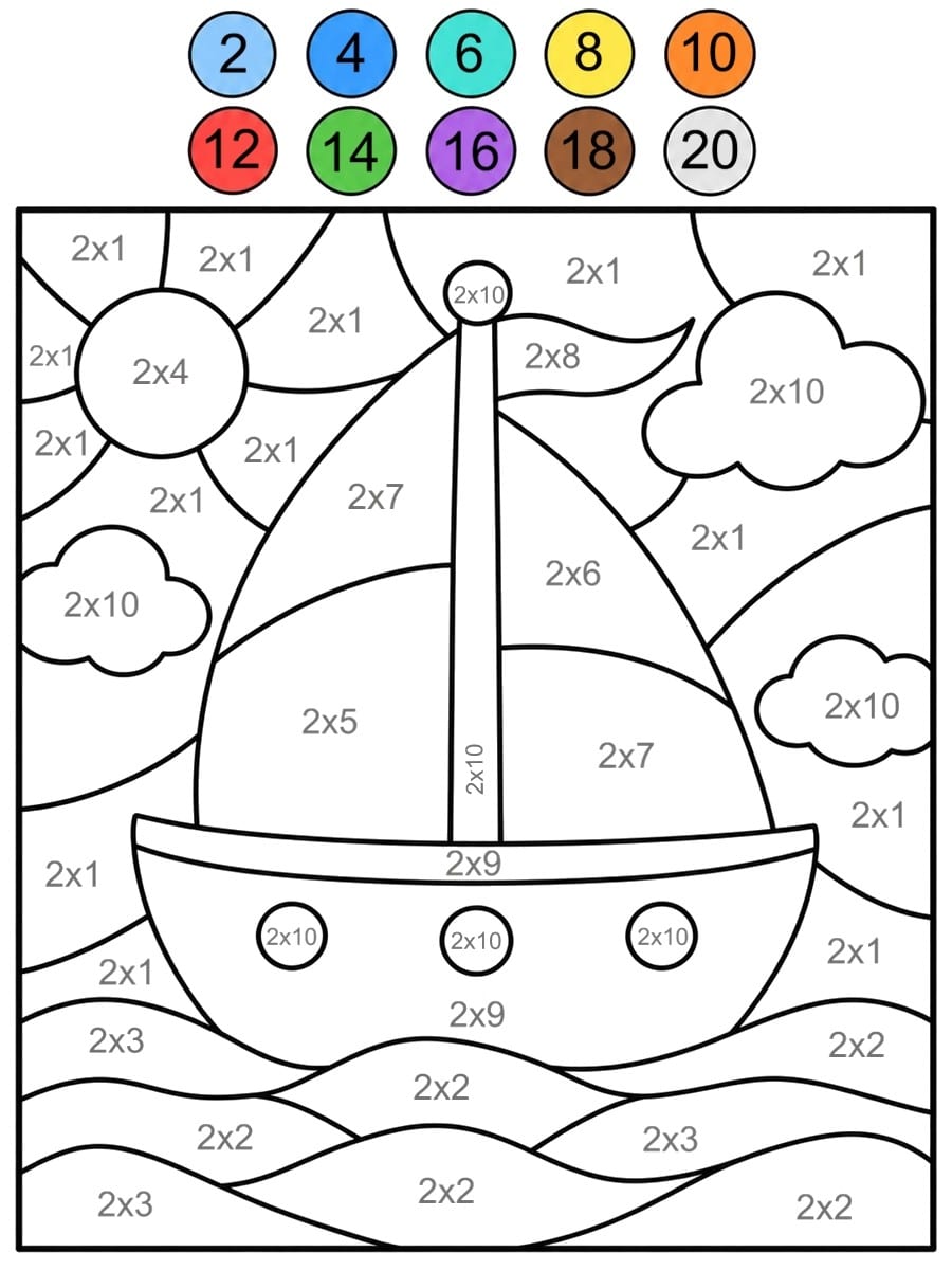Coloriage magique table de 2