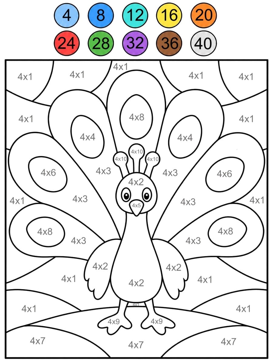 Coloriage magique table de 4