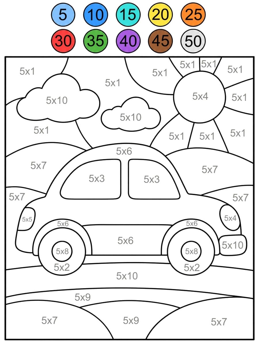 Coloriage magique table de 5