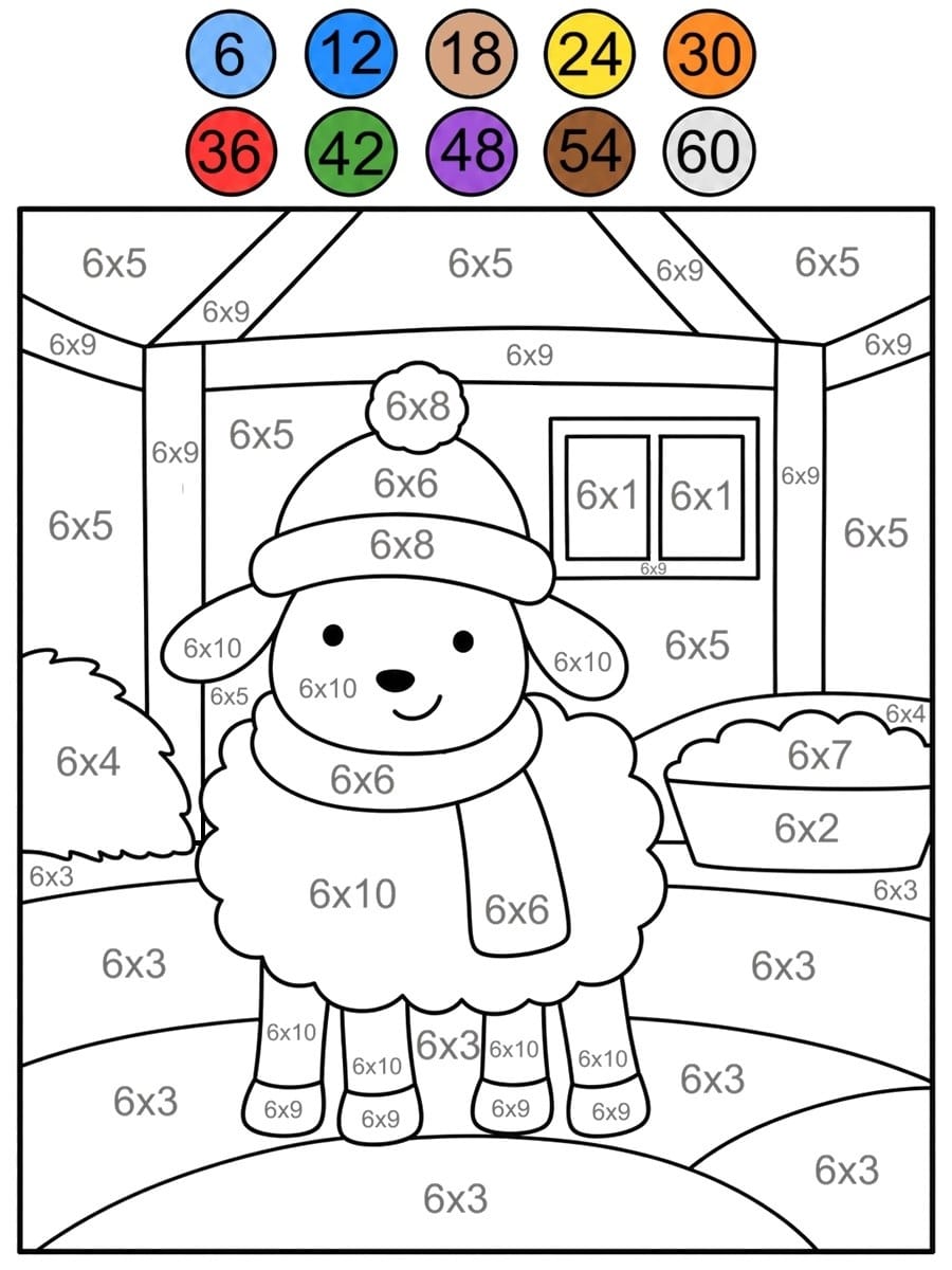 Coloriage magique table de 6