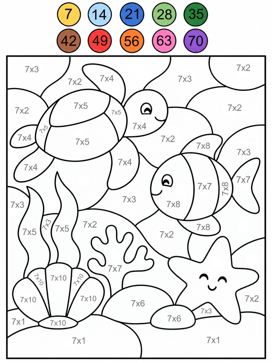 Coloriage magique table de 7