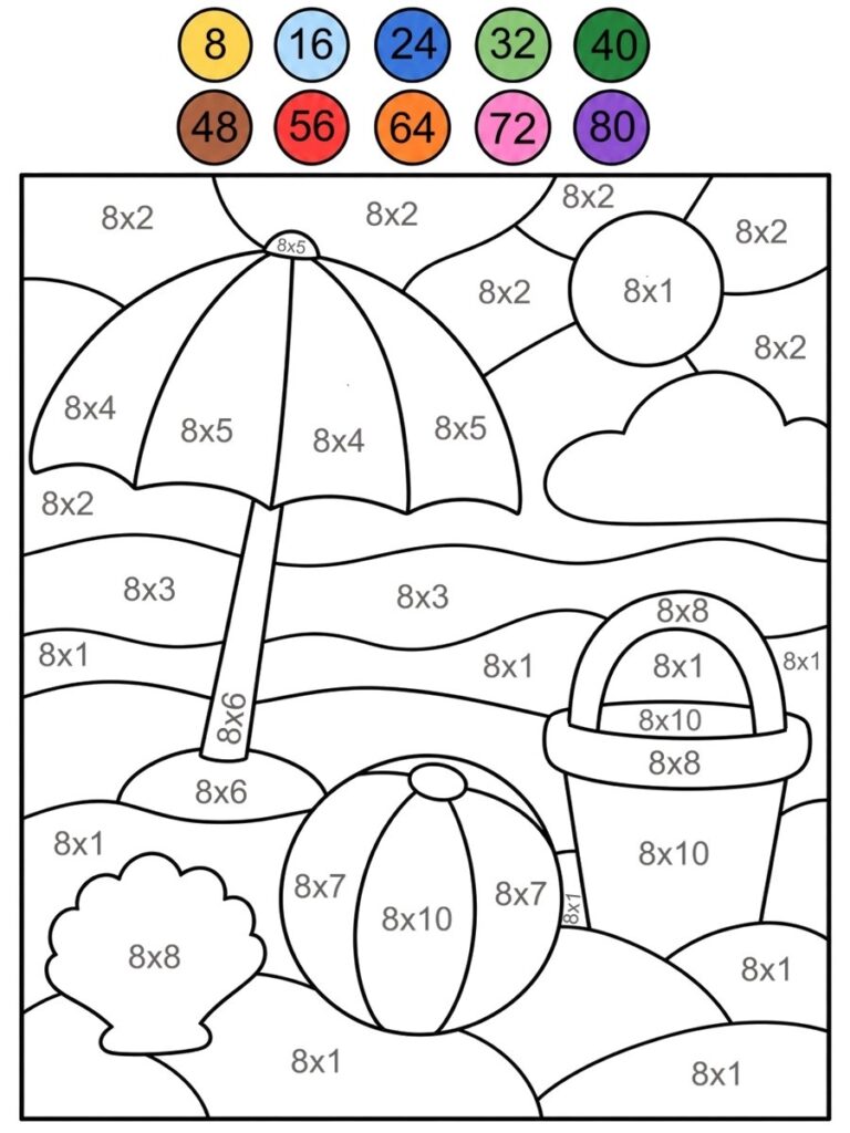 Table de 8 magique Coloriage magique table de 8