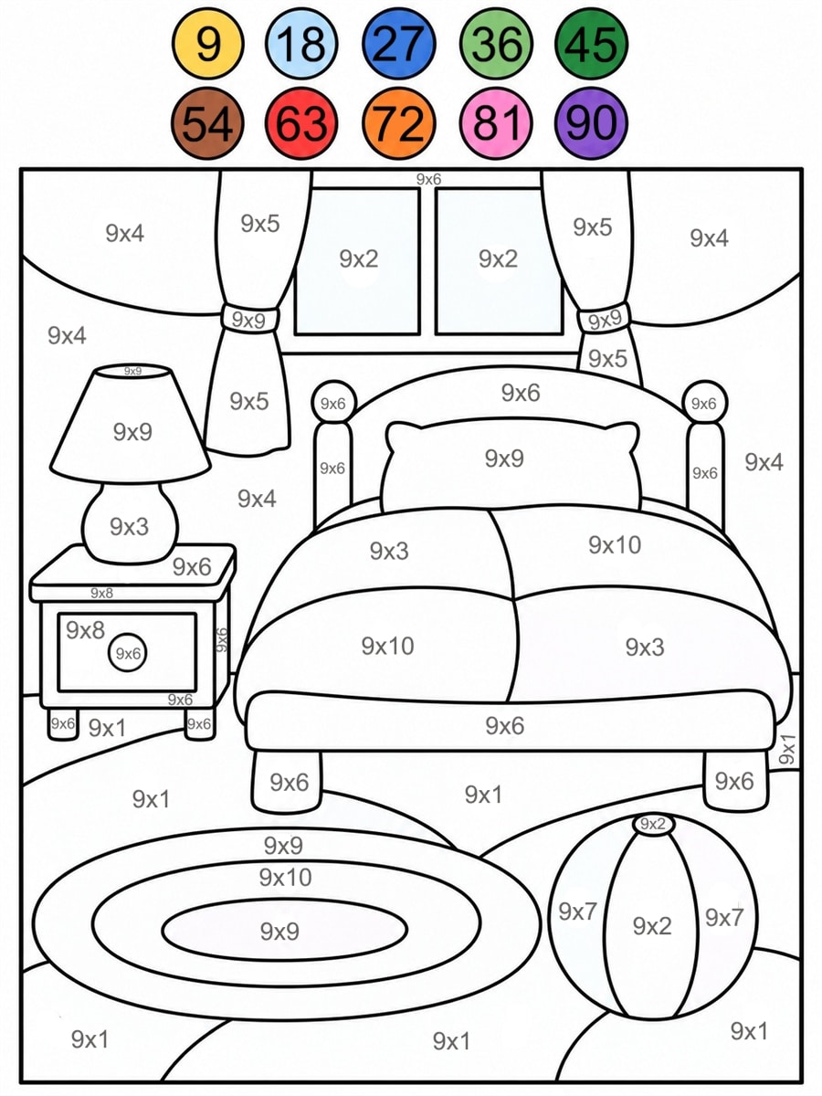 Coloriage magique table de 9