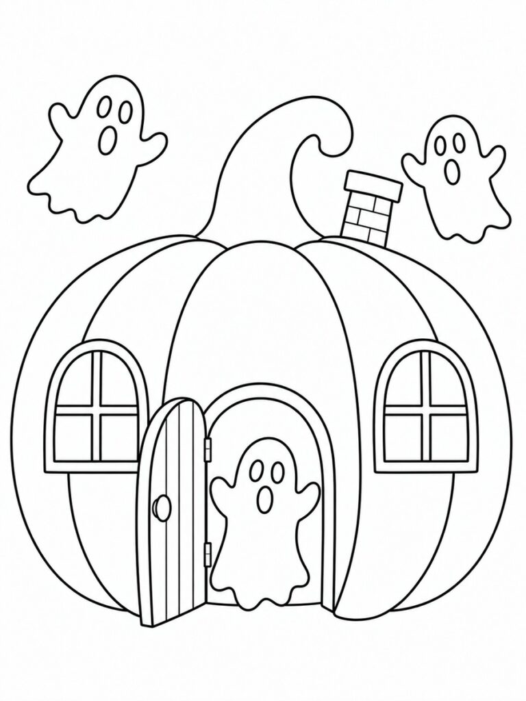 Maison hantée citrouille Coloriage maison hantée citrouille