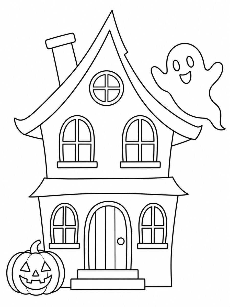 Coloriage maison hantée facile