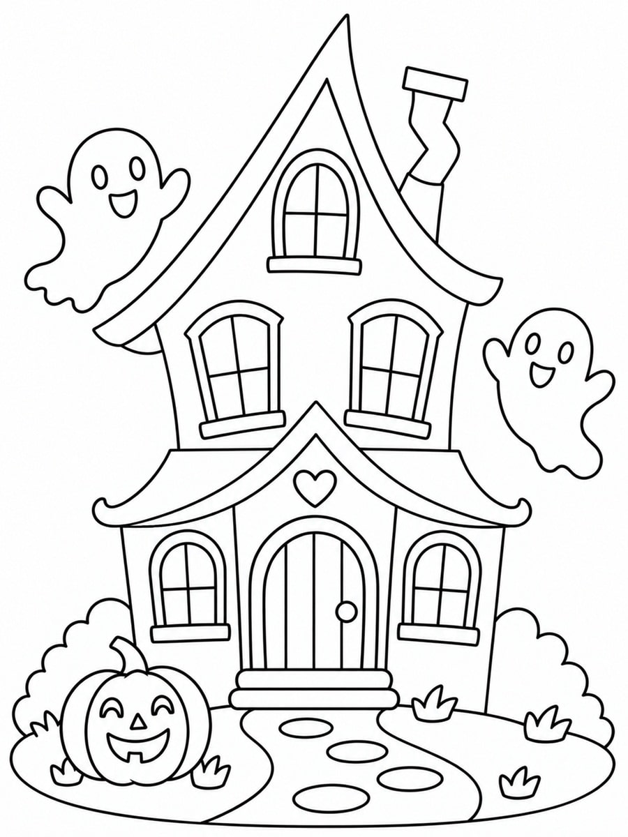Coloriage maison hantée rigolote