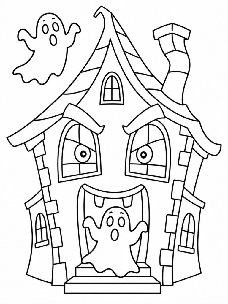 Coloriage maison hantée vivante