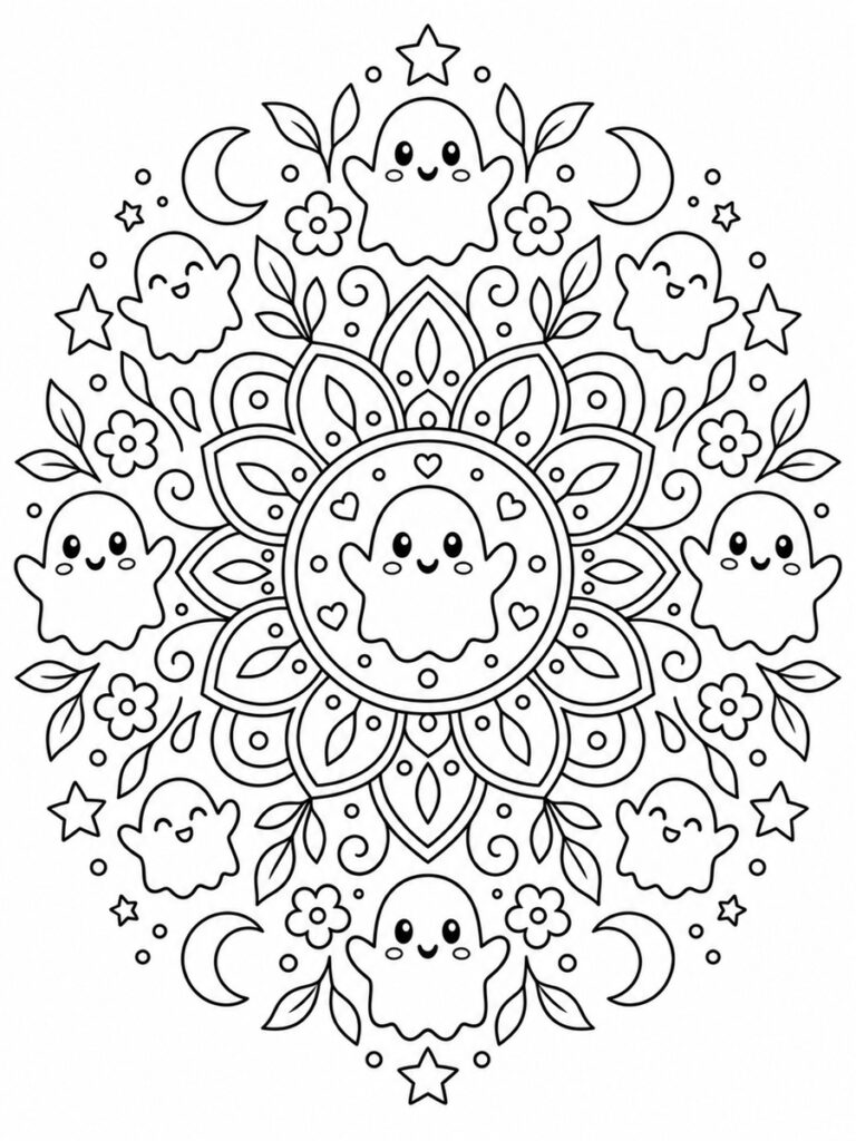Mandala fantôme Coloriage mandala fantôme