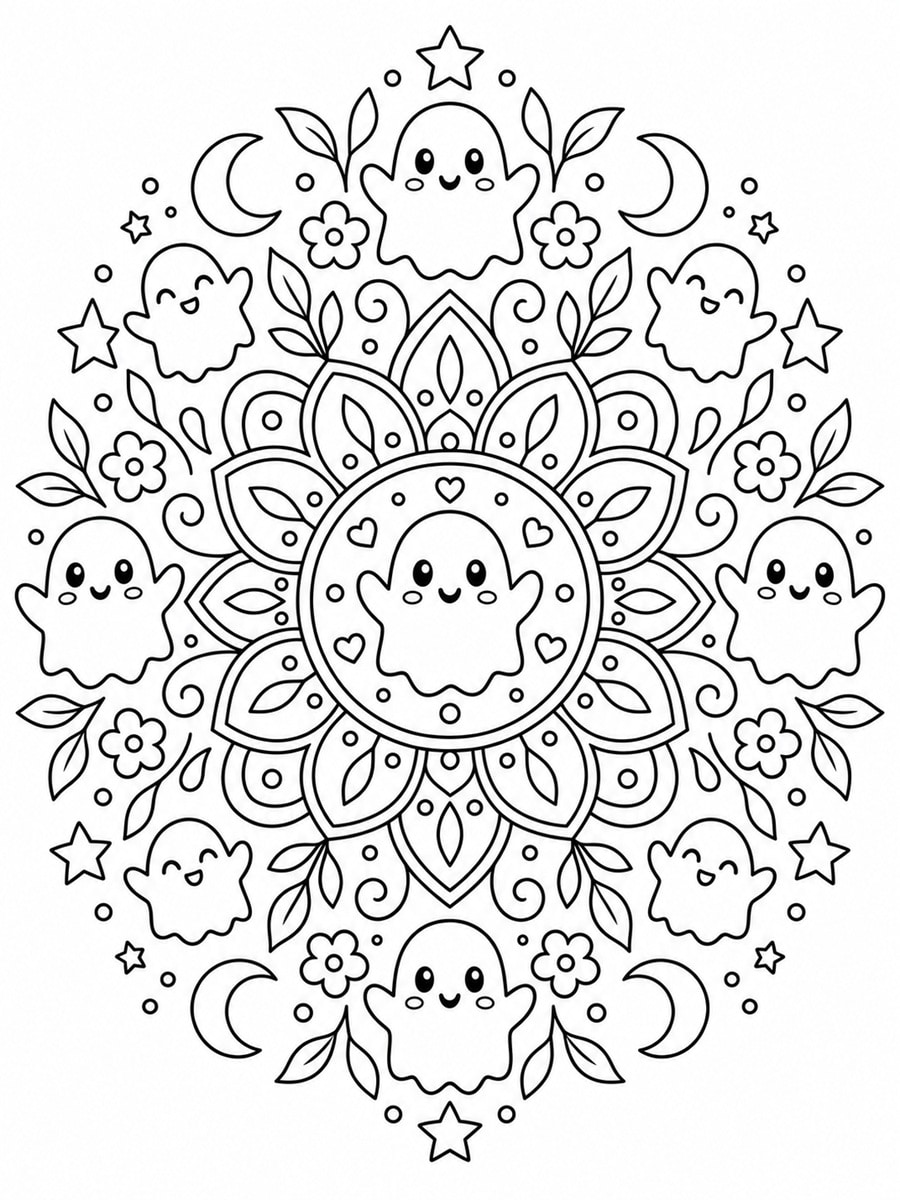 Coloriage mandala fantôme