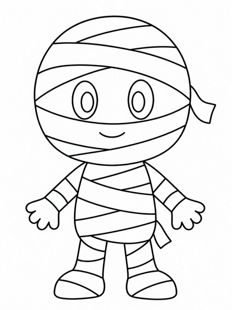 Momie facile Coloriage momie facile