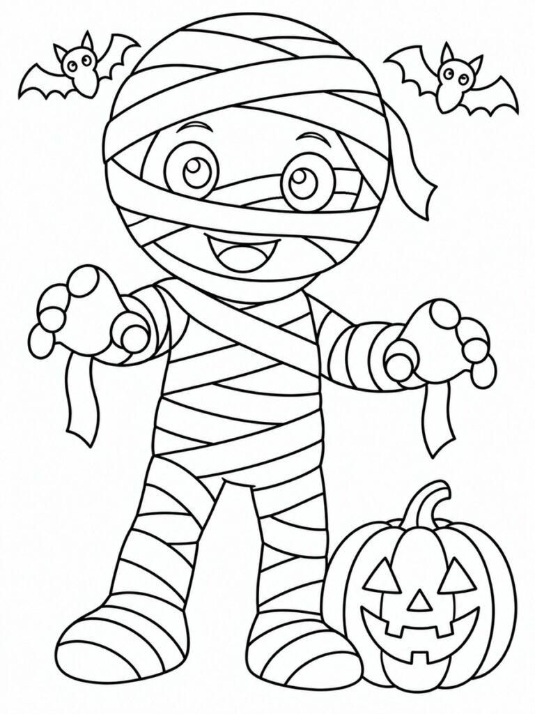 Coloriage momie Halloween