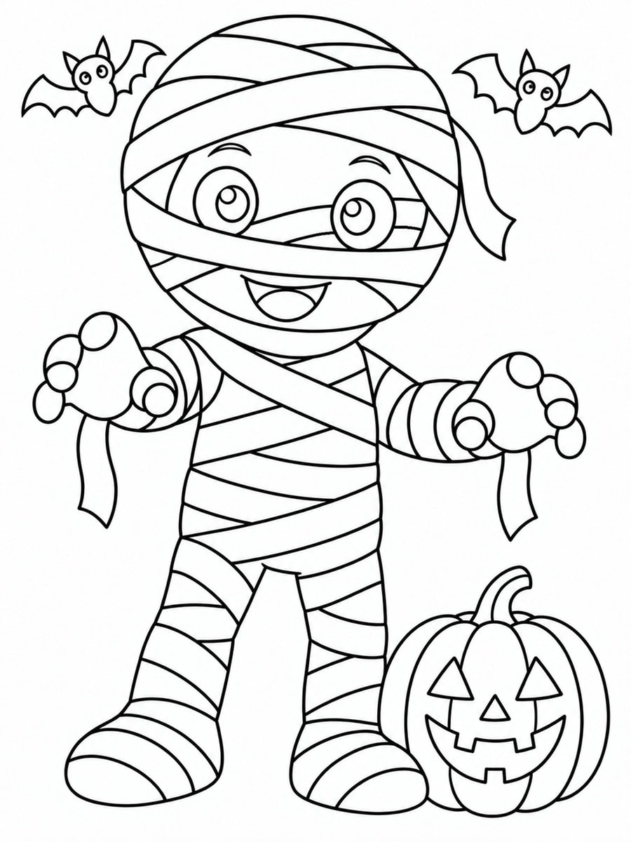 Coloriage momie Halloween