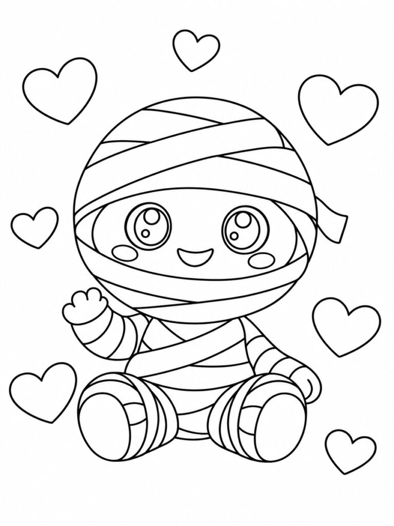 Coloriage momie kawaii