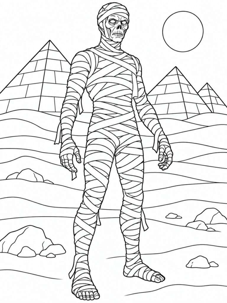 Momie réaliste Coloriage momie réaliste