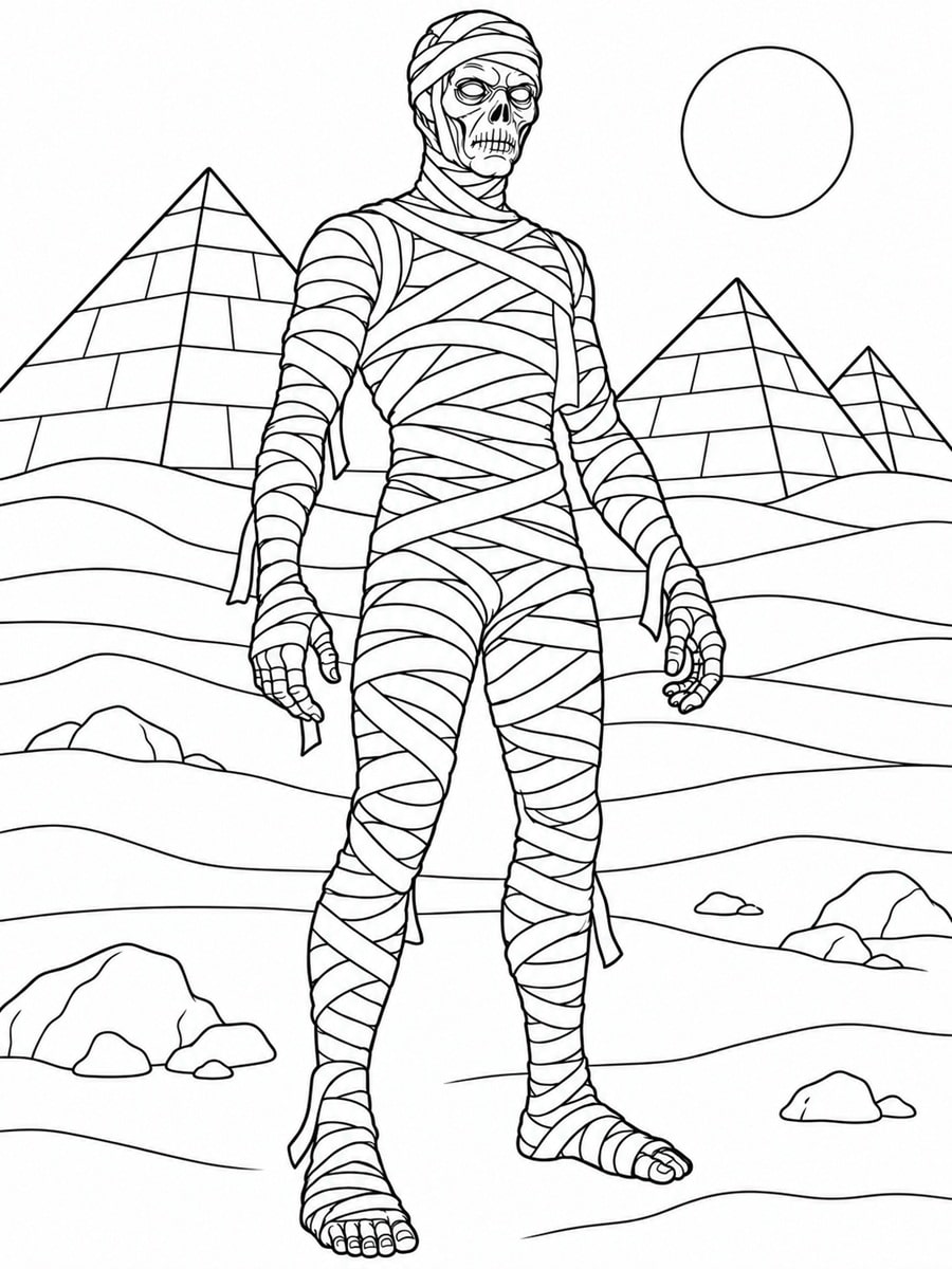 Coloriage momie réaliste