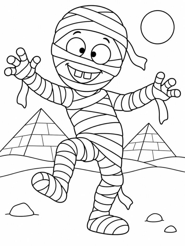 Momie rigolote Coloriage momie rigolote