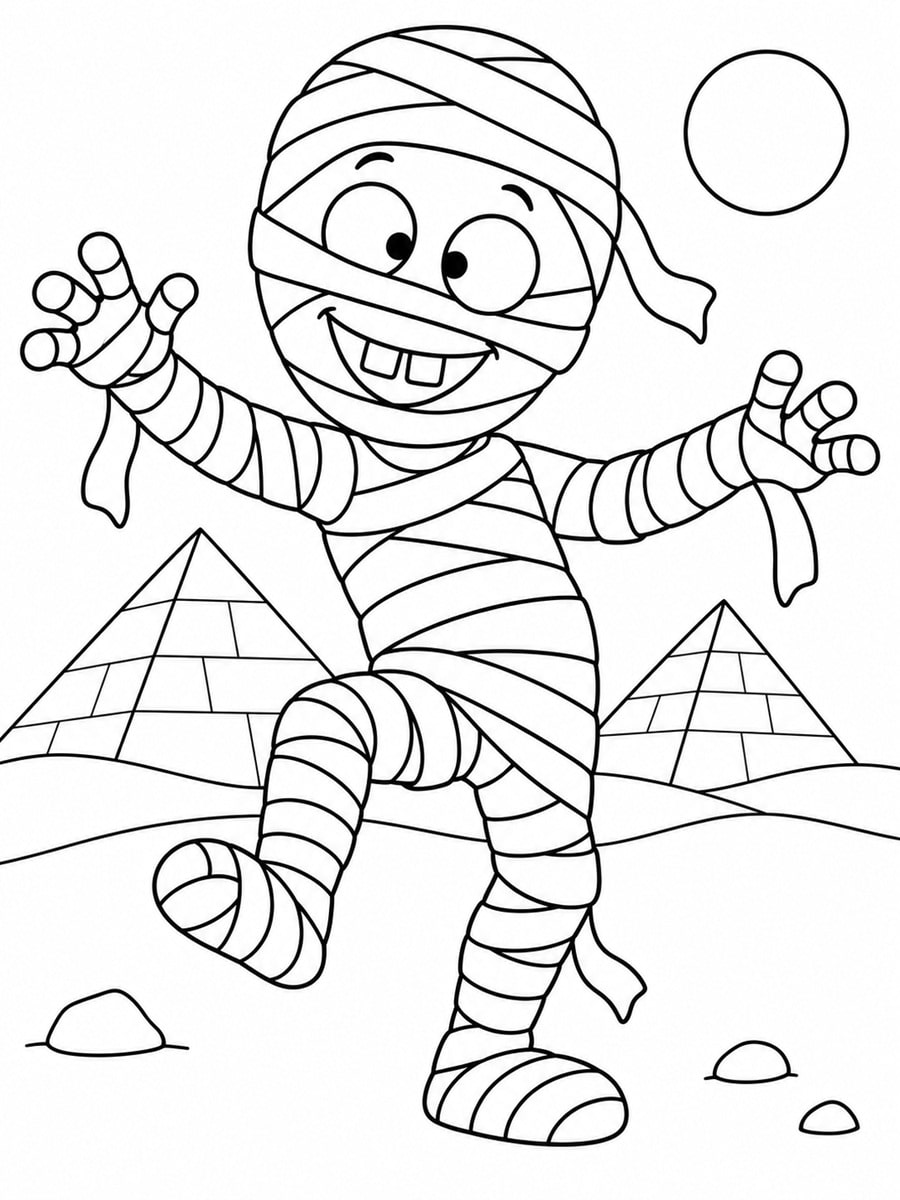 Coloriage momie rigolote