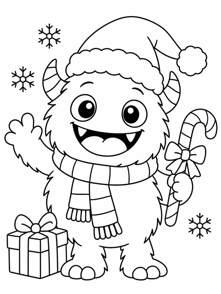 Coloriage monstre de Noël