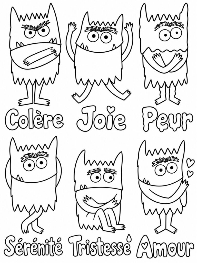 Monstre des émotions Coloriage monstre des émotions
