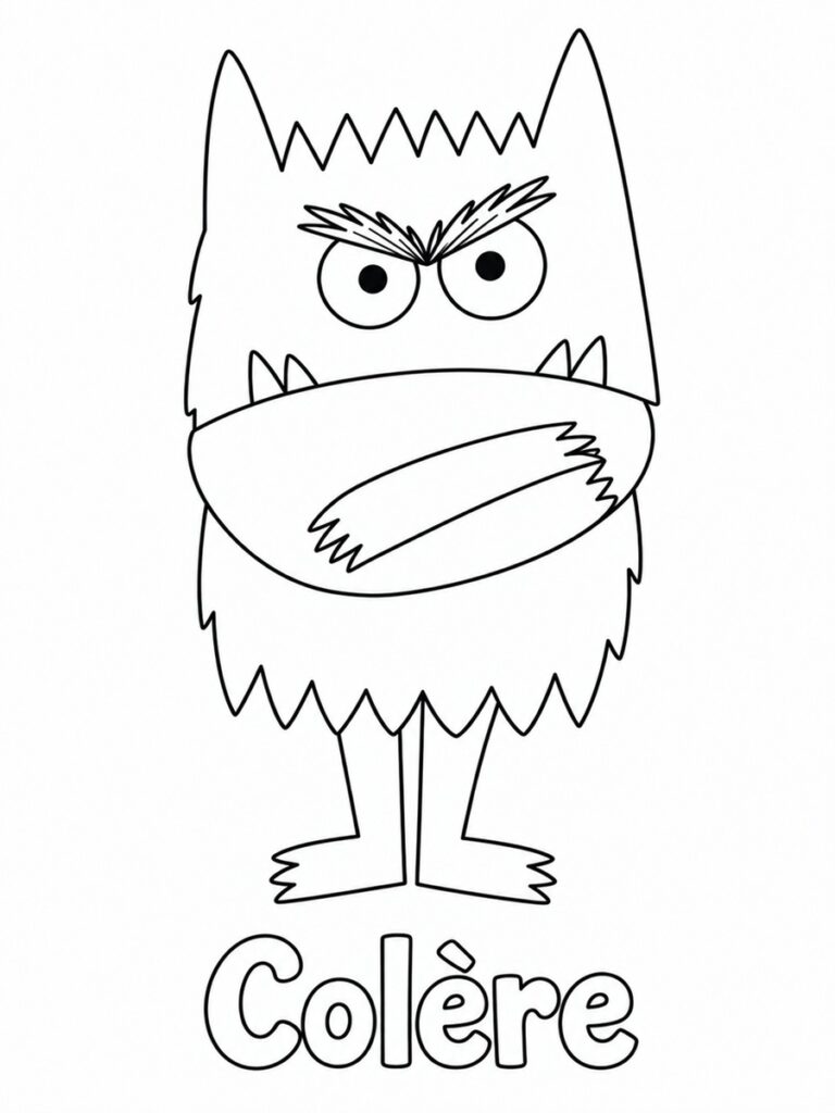 Monstre des émotions "colère" Coloriage monstre des émotions colère