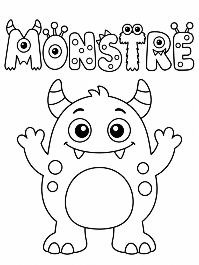 Monstre facile Coloriage monstre facile