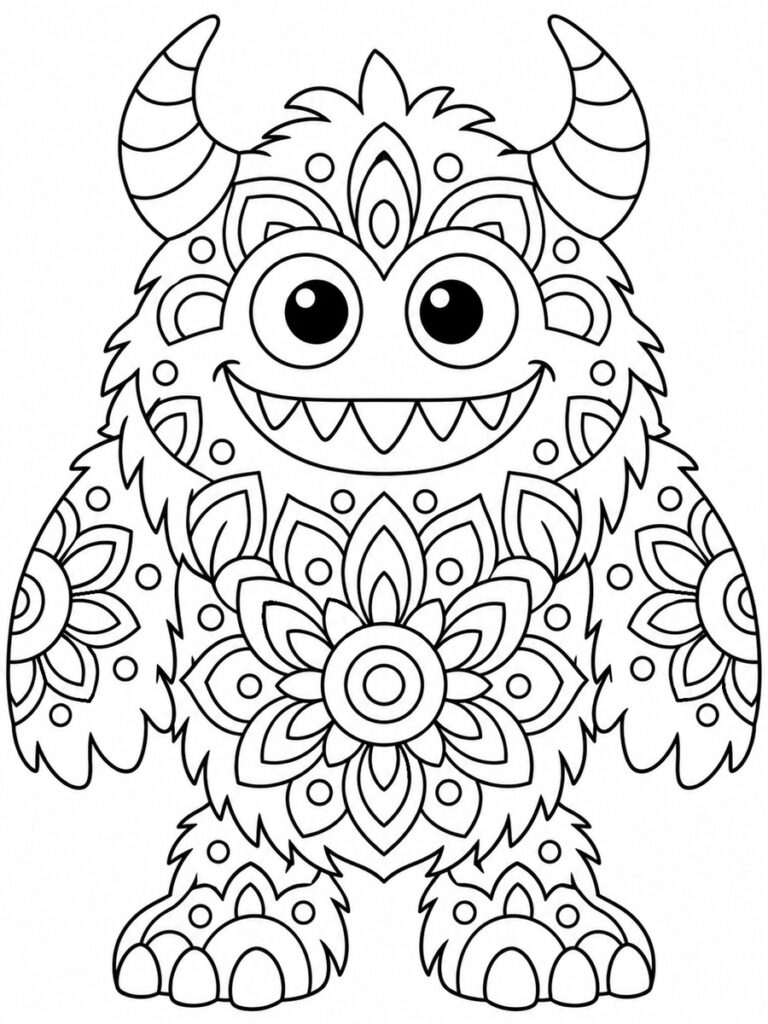 Monstre mandala Coloriage monstre mandala