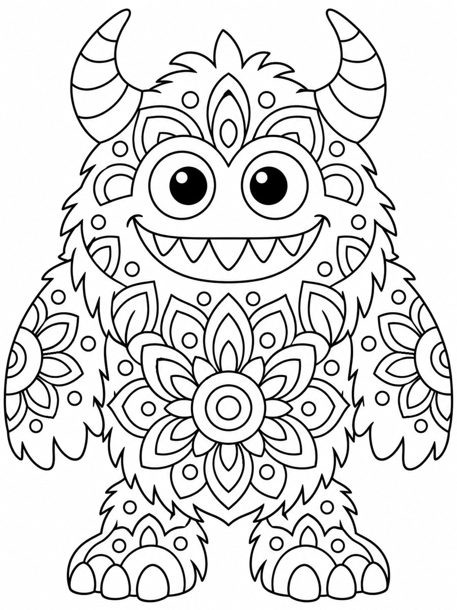 Coloriage monstre mandala