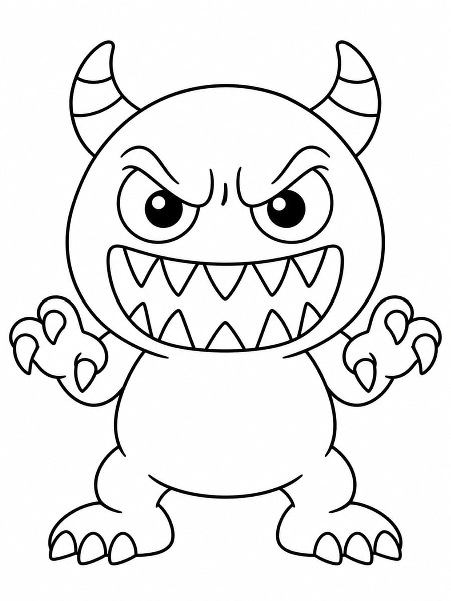 Coloriage monstre qui fait peur facile