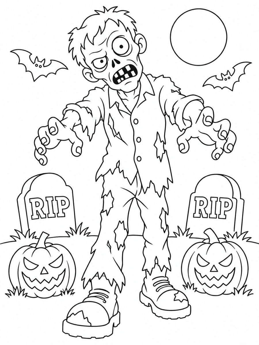 Coloriage zombie Halloween