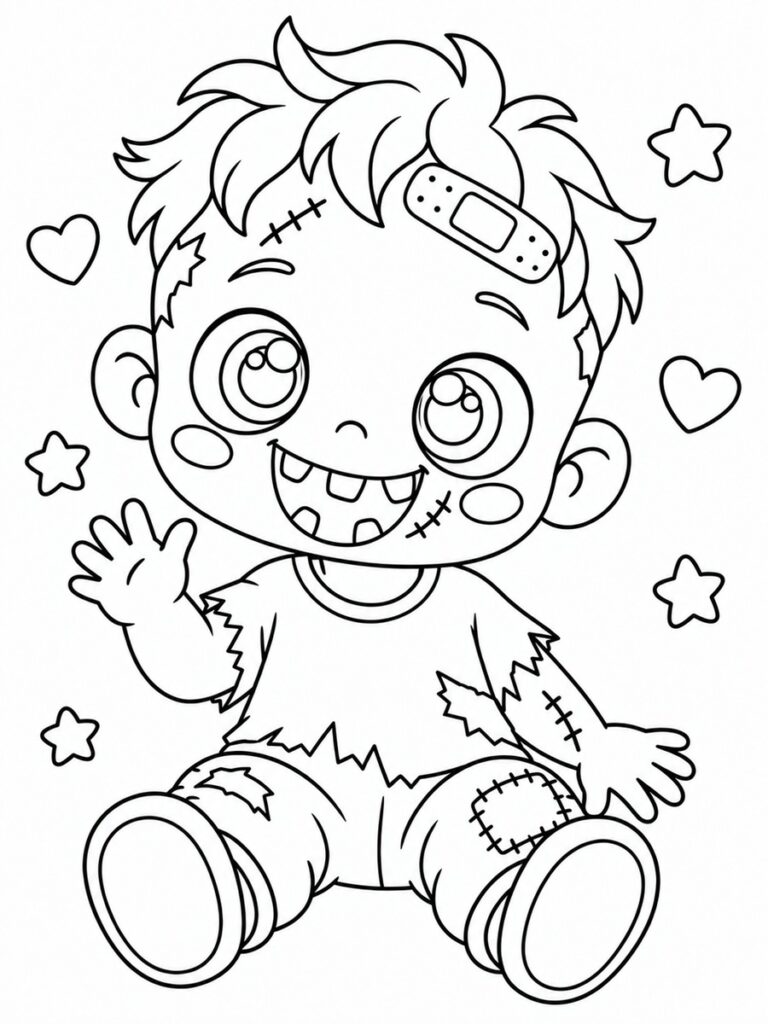 Zombie kawaii Coloriage zombie kawaii