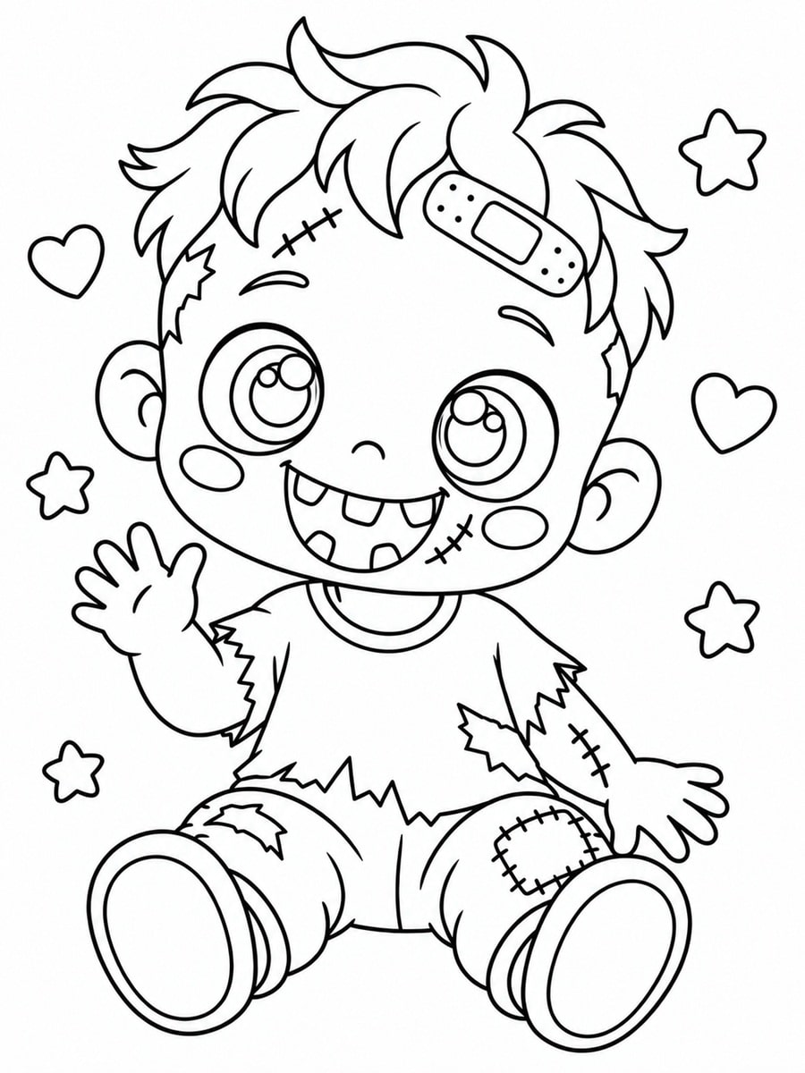 Coloriage zombie kawaii