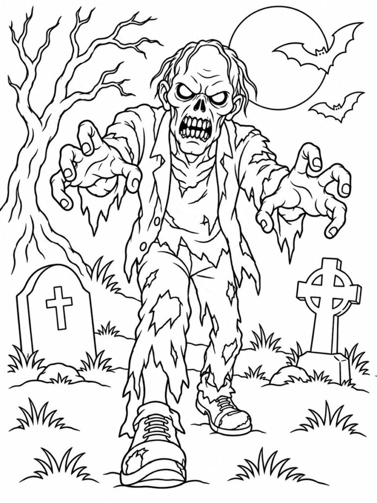 Coloriage zombie qui fait peur