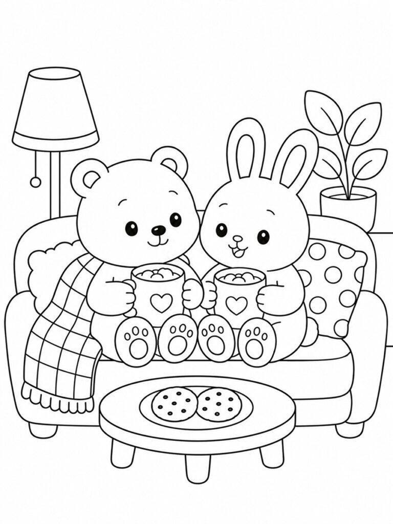 Coloriage cosy friends