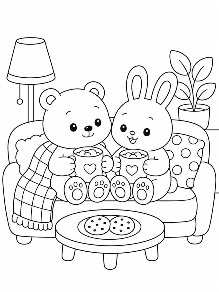 Coloriage cosy friends