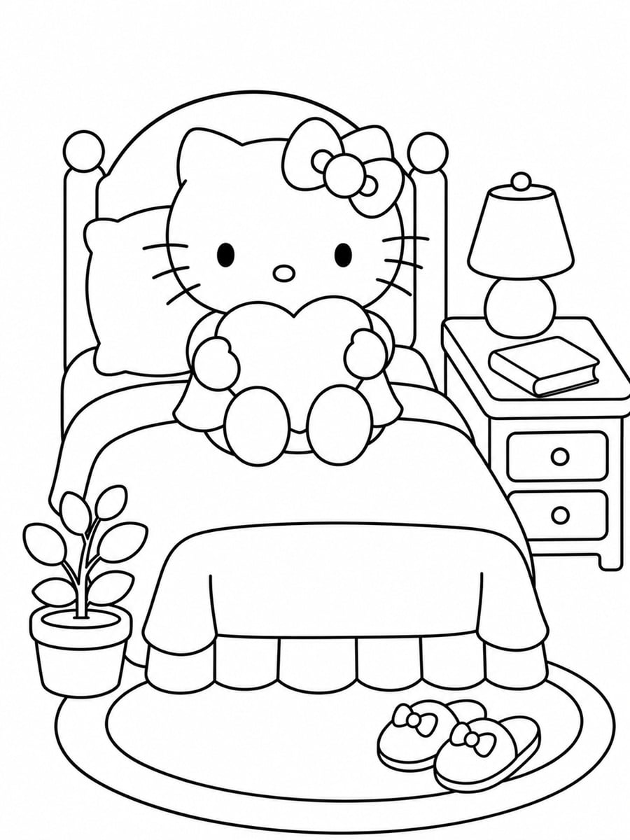Coloriage cosy Hello Kitty