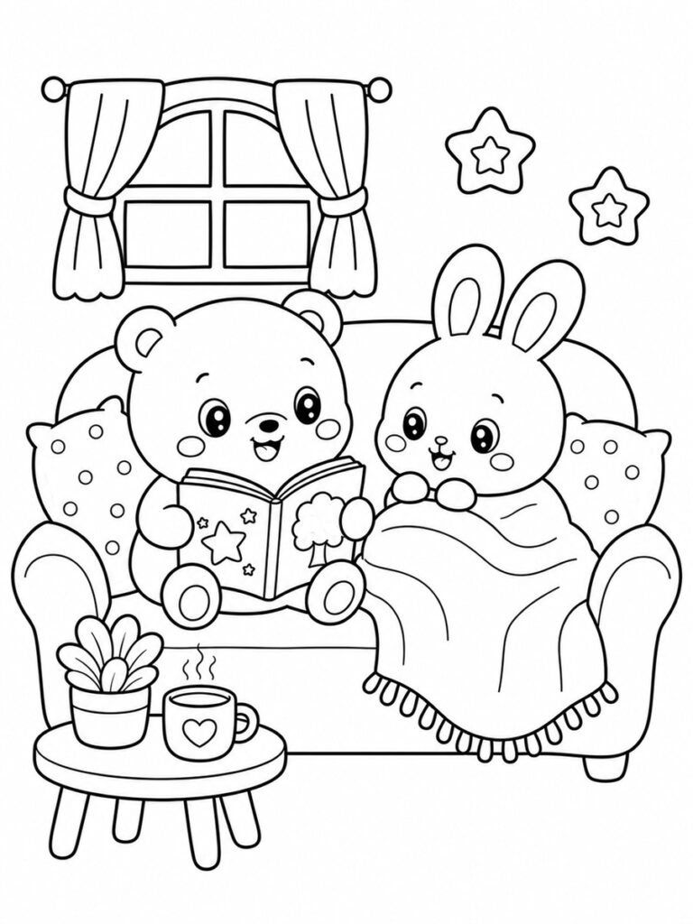 Coloriage cosy kawaii