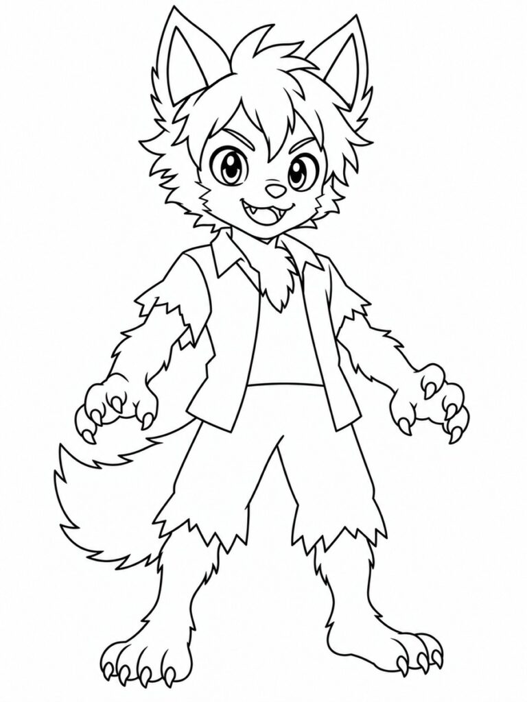 Coloriage loup garou manga