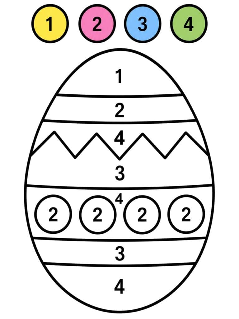 Oeuf de Pâques magique maternelle Coloriage magique maternelle œuf de Pâques