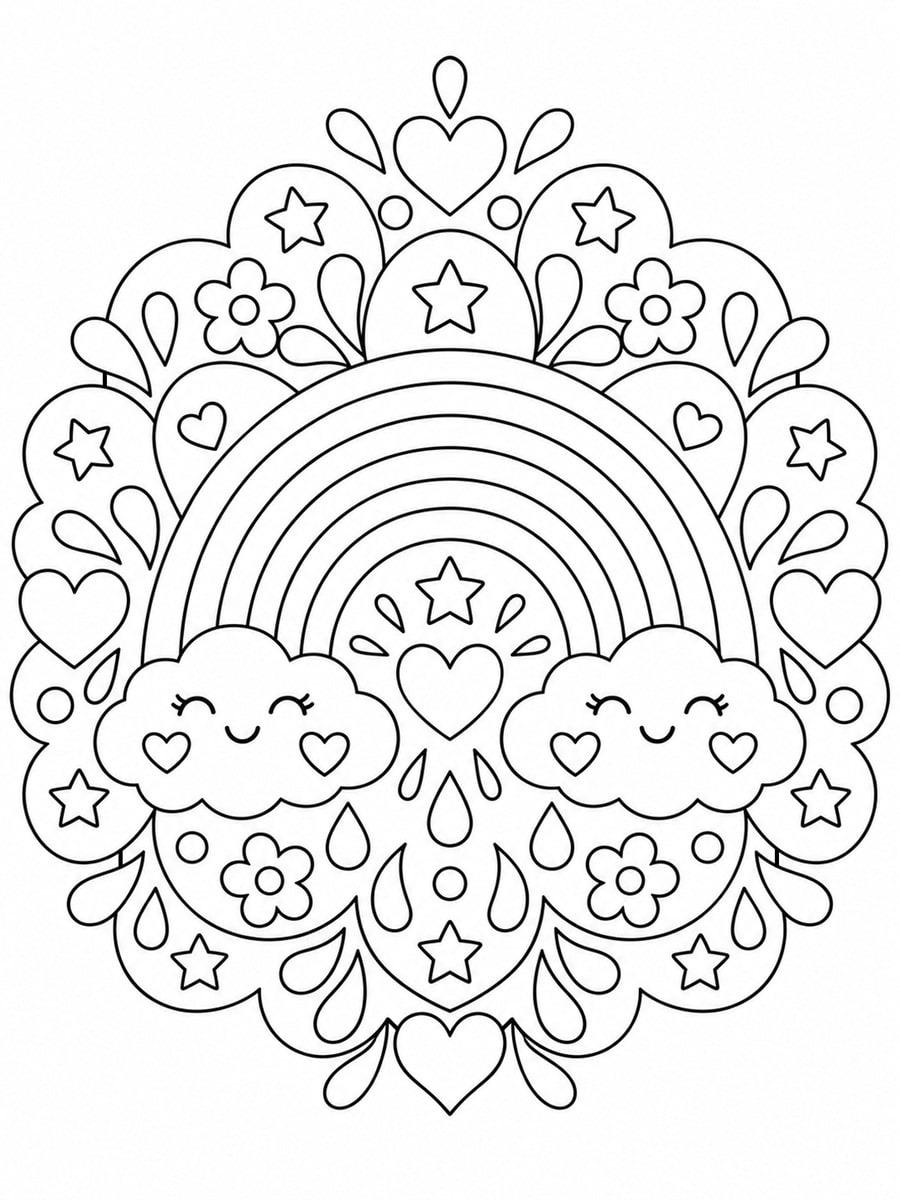 Coloriage arc-en-ciel mandala