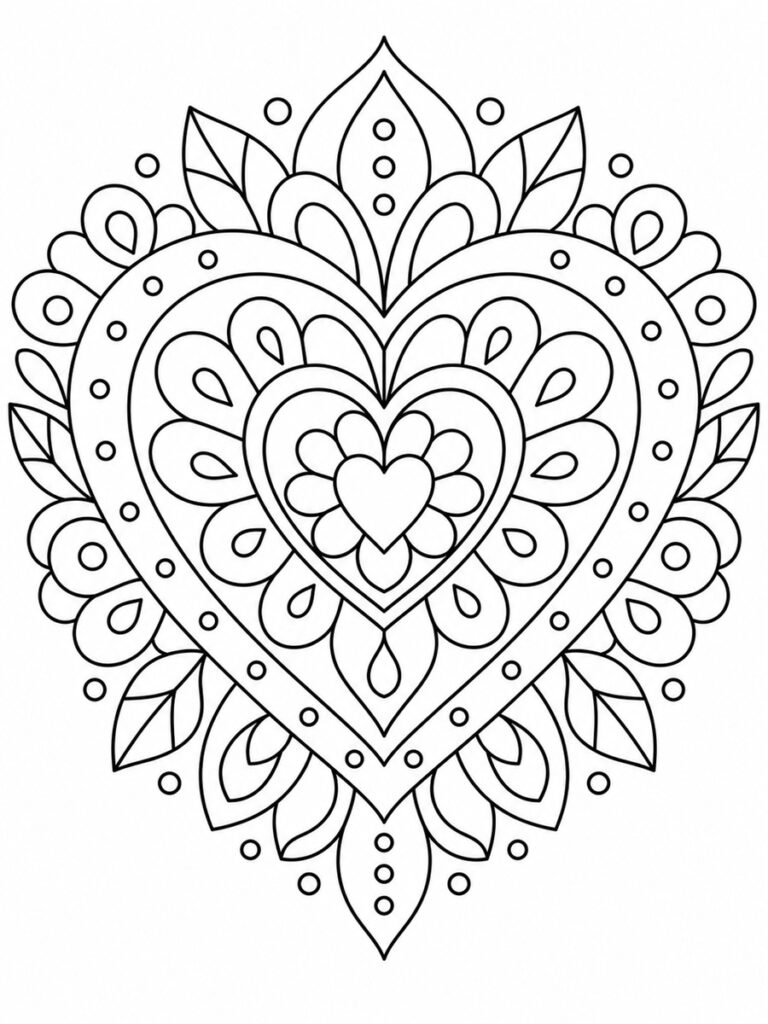 Mandala cœur Coloriage mandala cœur