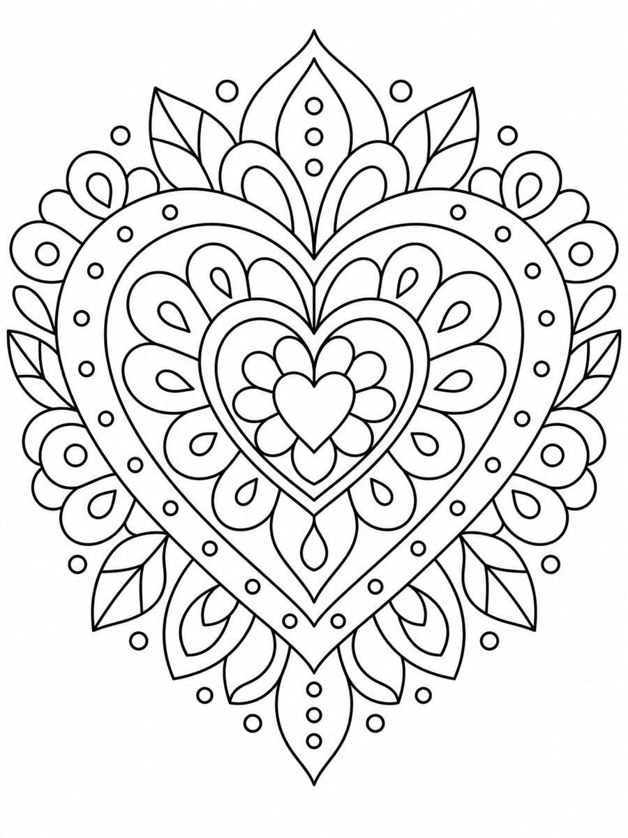 Coloriage mandala cœur