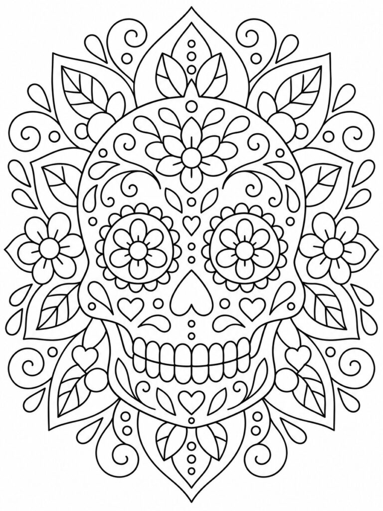 Mandala tête de mort Coloriage mandala tête de mort