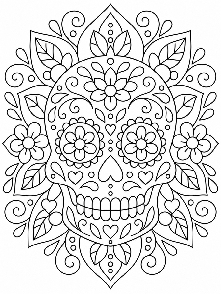 Coloriage mandala tête de mort